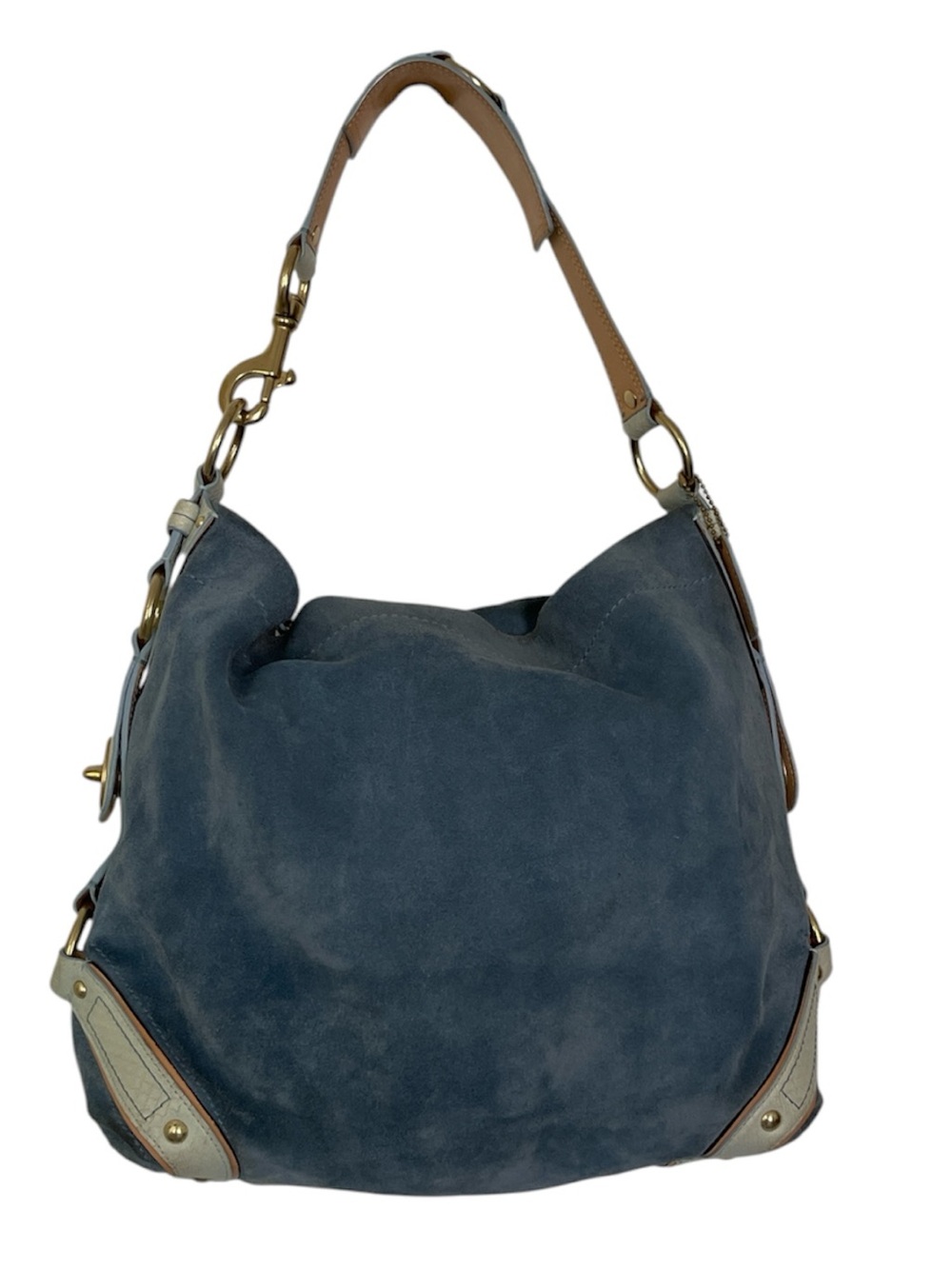 Coach 2007 Limited Edition Carley Hobo in Blue Suede/Snakeskin Leather Strap Bag